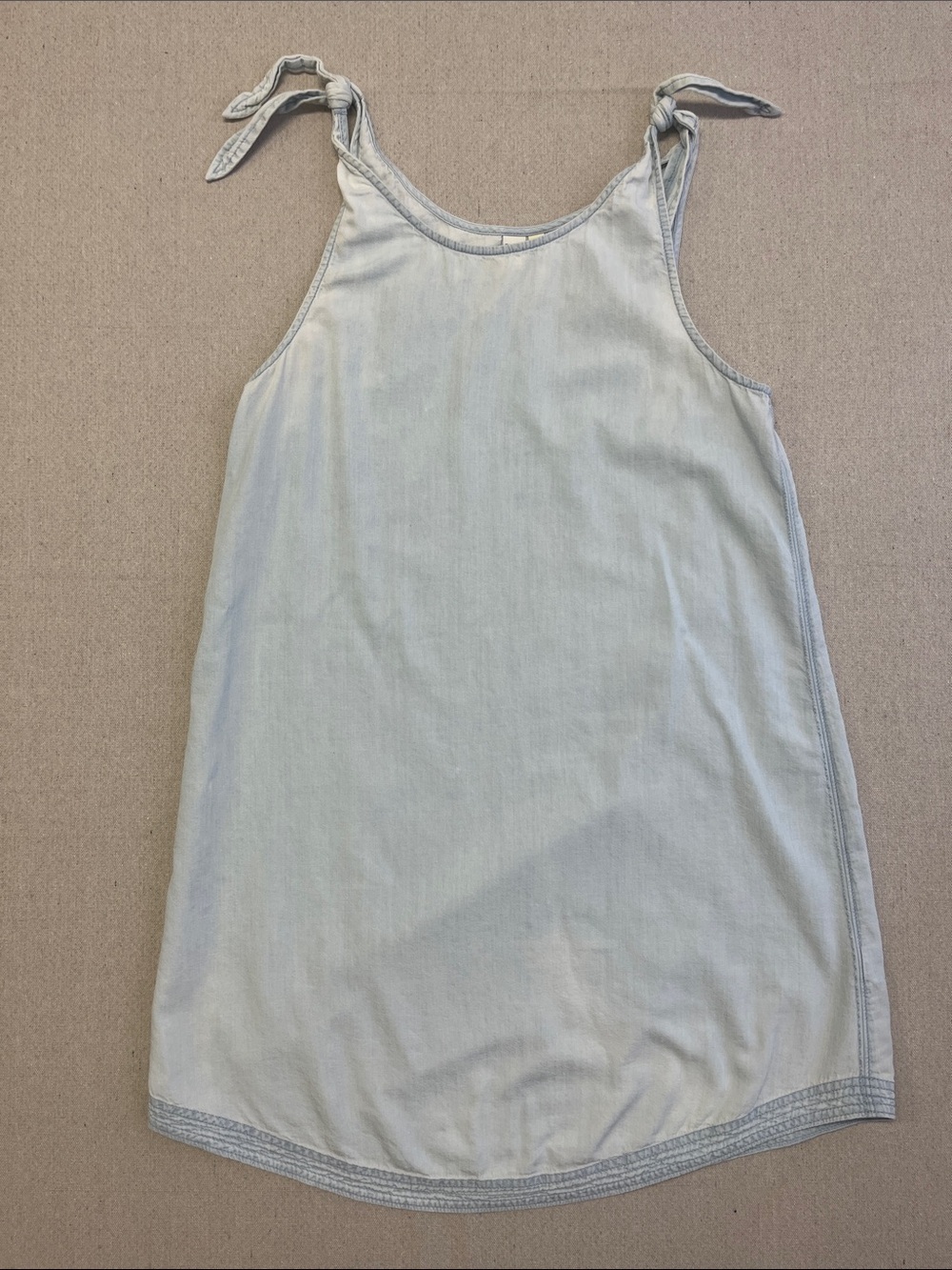 Susina Light Wash Tencel Tie Strap Mini Dress Size Small